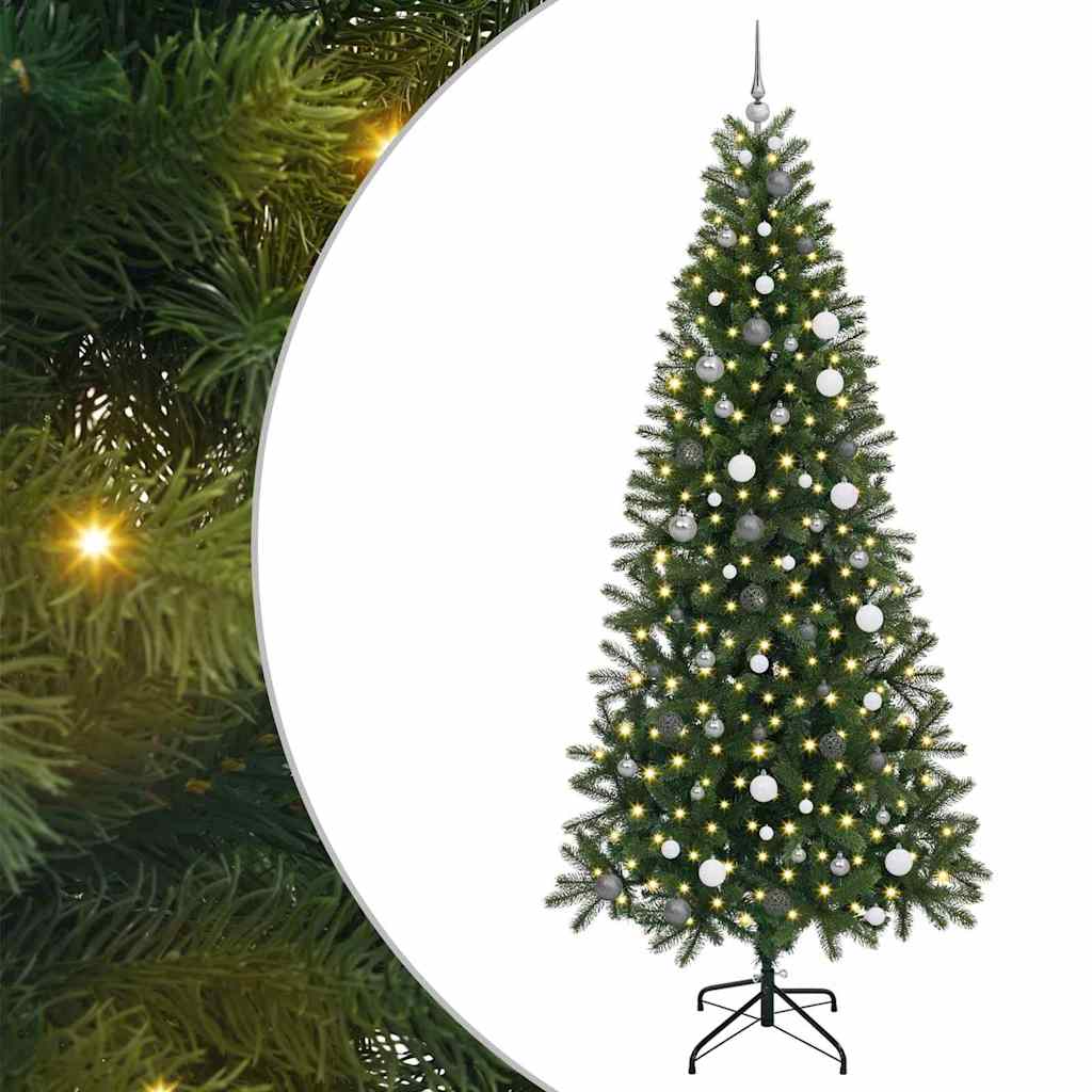 Sztuczna choinka z 300 diodami LED Zielony 240 cm PE i PVC