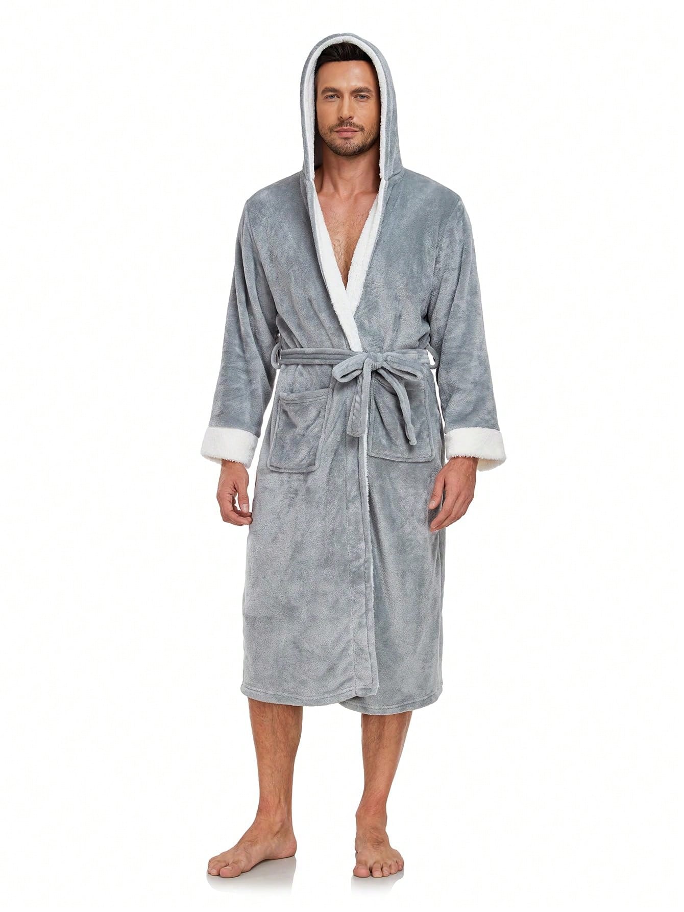 Peignoir Chaud Homme Grande Taille En Polaire - Long Et Moelleux Avec Poches - Parfait Pour L'hiver Et Le Confort à La Maison