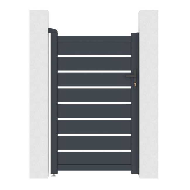 VOGEL Cancello pedonale manuale in alluminio, semi traforato 106 x 160 cm, grigio - 2