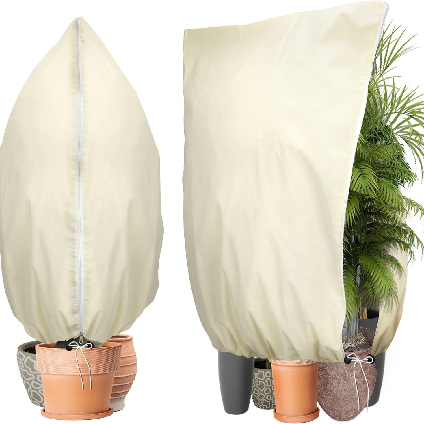 Leikedun 4 Coperture Invernali Per Piante Antigelo, 80x120 Cm, In Tessuto Non Tessuto Verde Con Cerniera E Coulisse - 2