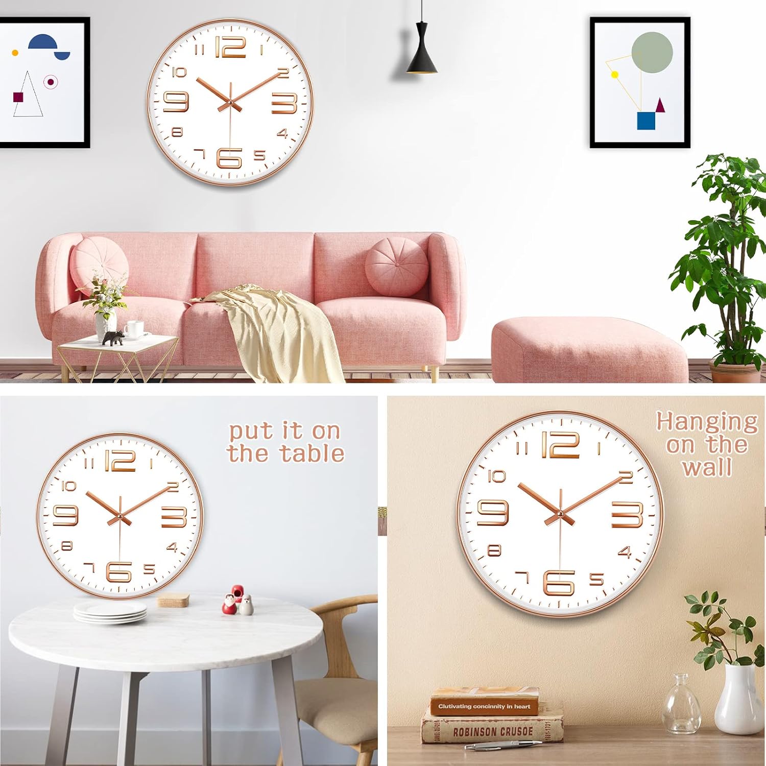 Reloj de pared digital silencioso de 30 cm, elegante, ideal para sala de estar, dormitorio, oficina y restaurante. - 4