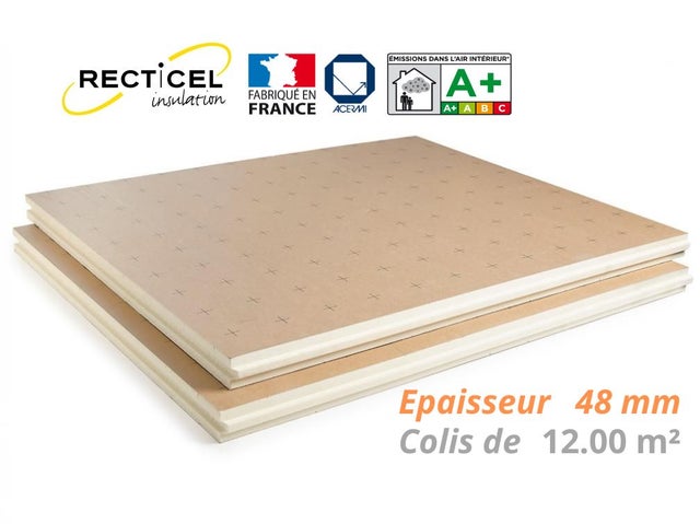 Dalle isolante polyurethane Eurosol - 48 mm - R 2.20 - Colis 12.00 m²