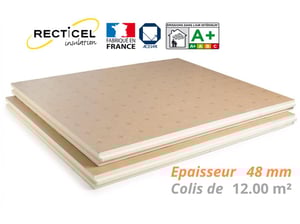 Dalle isolante polyurethane Eurosol - 48 mm - R 2.20 - Colis 12.00 m²