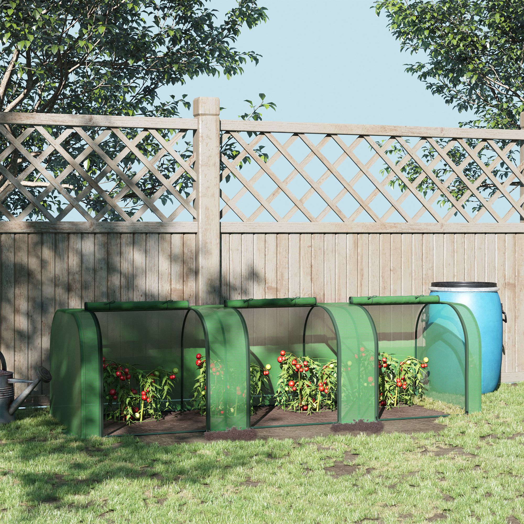 Mini Serre à Tomates, 3 x 1 x 0,8 m, Acier, PE Haute Densité 140 g/m² Anti-UV, 3 Fenêtres, Vert - 3