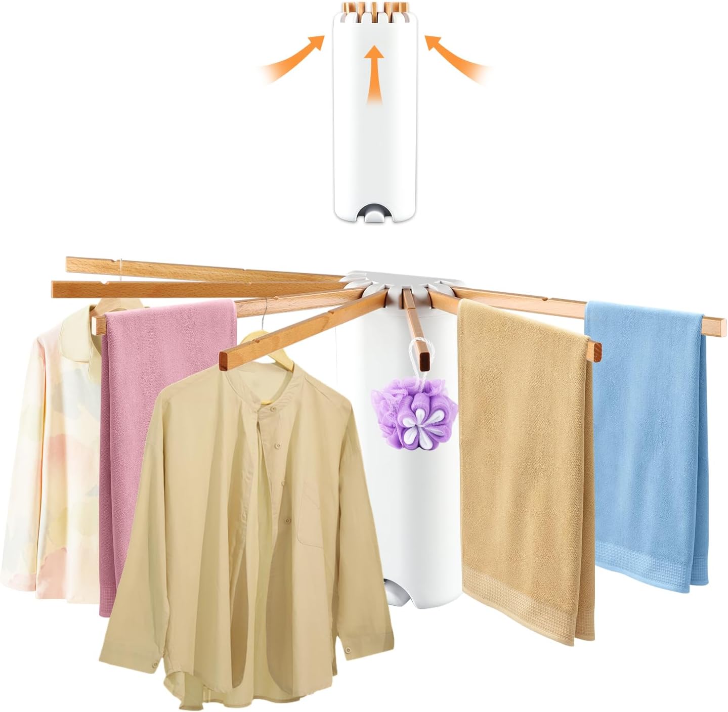 Suszarka do ubrań Octopus - Ścienna suszarka do ubrań, składana z 7 prętami, oszczędzająca miejsce, do pralni, sypialni lub na balkon