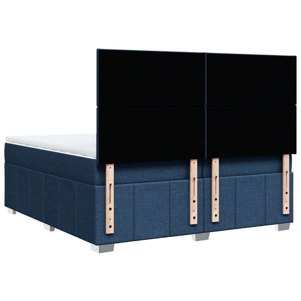Maison Exclusive - Sommier à lattes de lit avec matelas Bleu 200x200 cm Tissu - 6