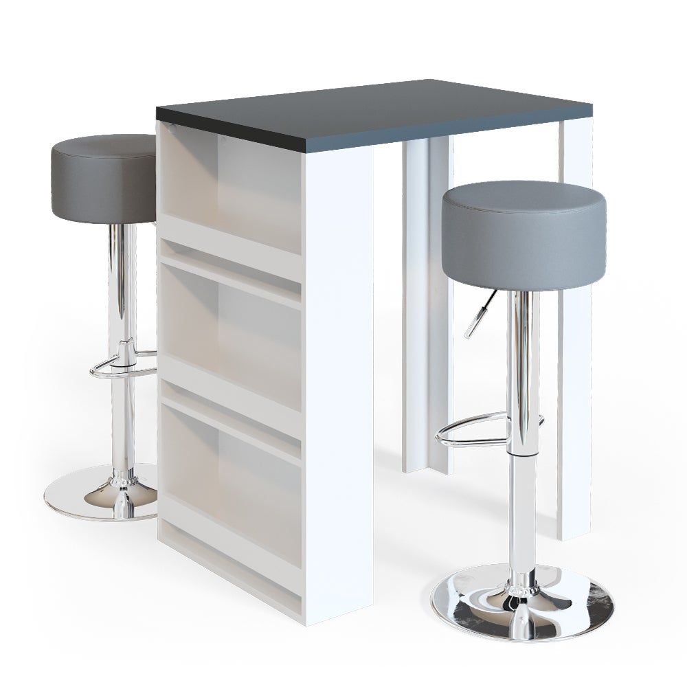 Vicco Zestaw stołu barowego , Antracyt/biały, 57 x 80 cm z 2 stołkami barowymi