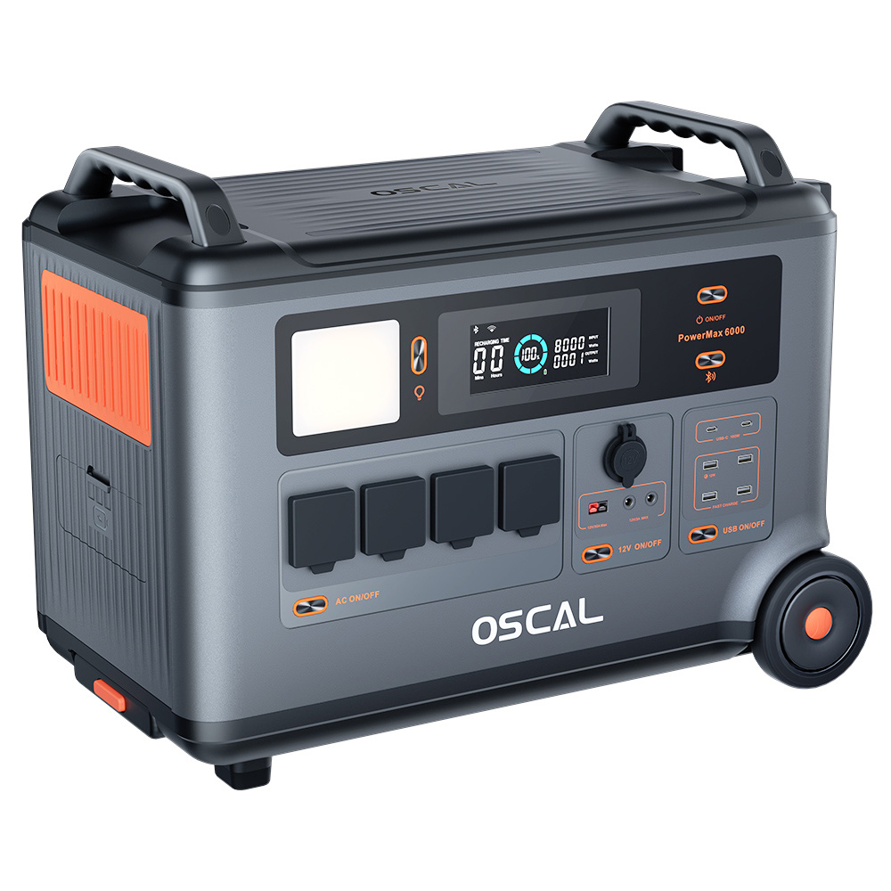 Station d'Énergie Robuste Oscal PowerMax6000 6000W, 3600-57600Wh, Double Tension 120V/240V - Prise EU - 4