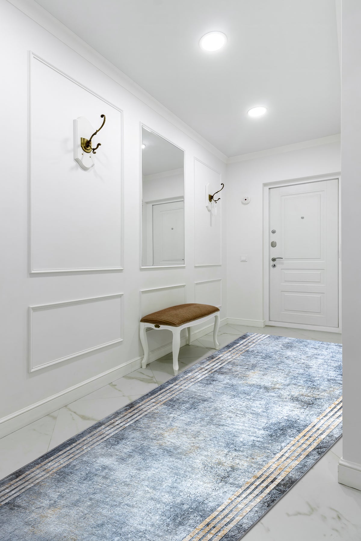 Alfombra de pasillo con refuerzo de goma LOTUS FRAMES 29870 Marco de piedra plata / oro lavable 80cm 80x590 cm - 4