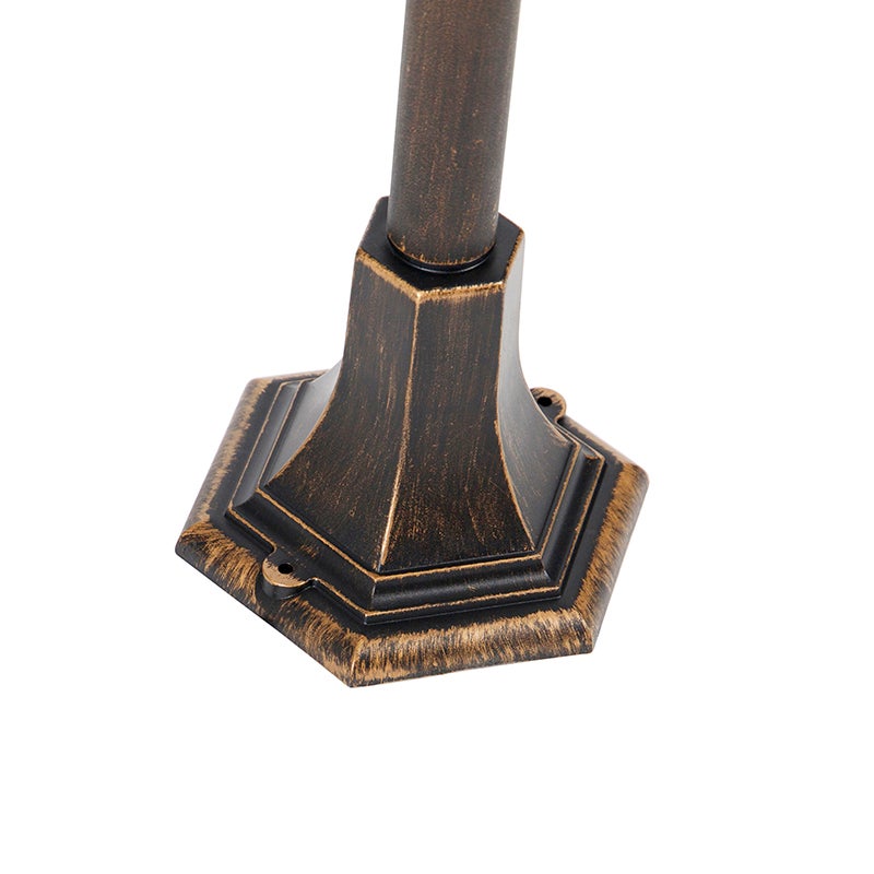 Qazqa classic-antique lanterne extérieure pour jardin - New Haven - doré/laiton, max. 15w, e27, 122cm, IP44 - 8