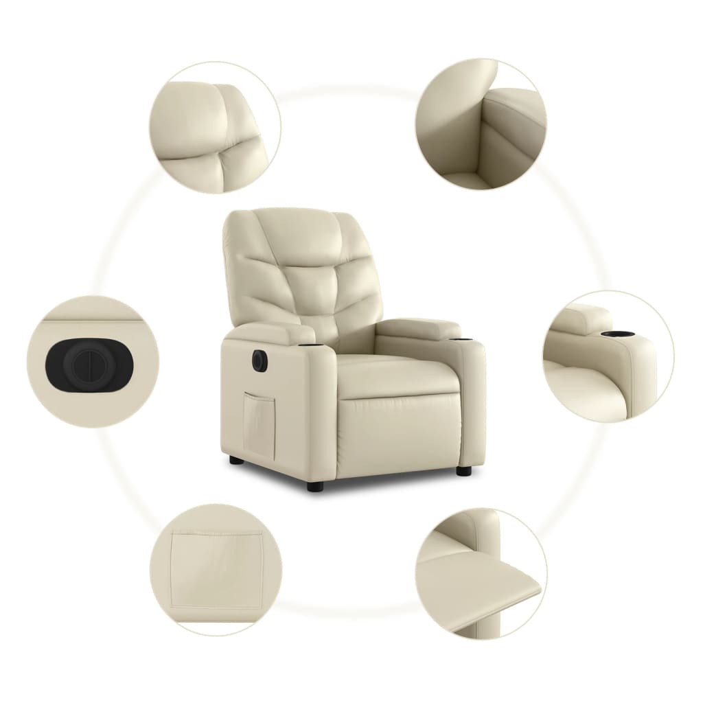 Fauteuil inclinable électrique Crème Similicuir - COMFORTXL - 7