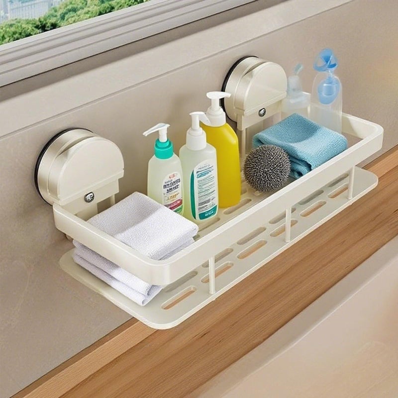 Półka prysznicowa na przyssawkę do zlewu kuchennego, bez wiercenia, nierdzewny uchwyt na gąbkę do pokoju, łazienki (wersja podstawowa biała)