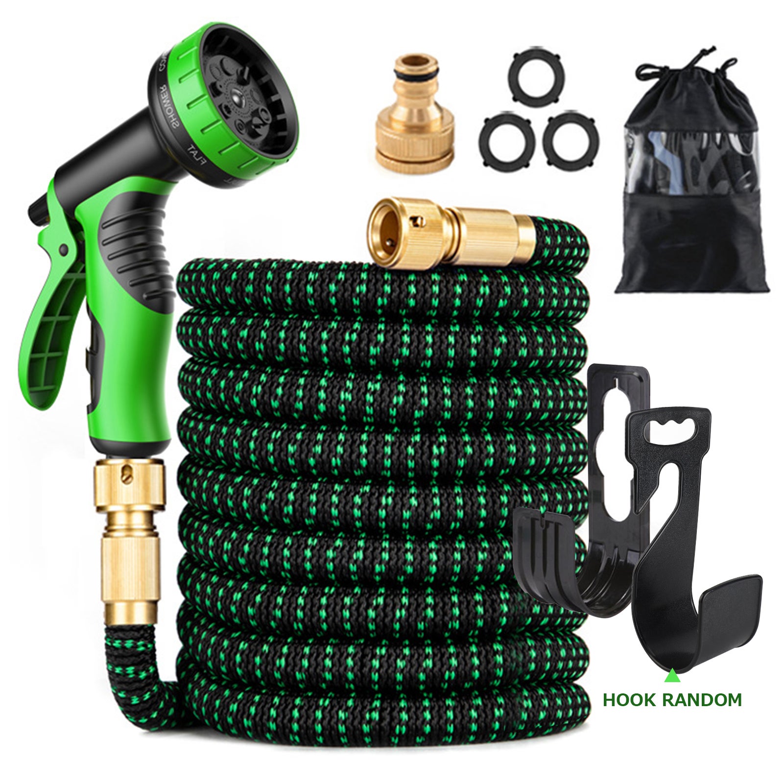 50-stopowy rozciągliwy wąż ogrodowy z 9-funkcyjnymi końcówkami