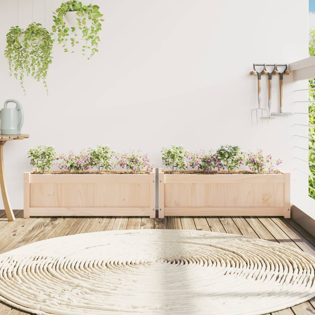 Lot de 2 Jardinières - Bac à Fleurs - Pot De Fleurs bois de pin massif n2219l - 3