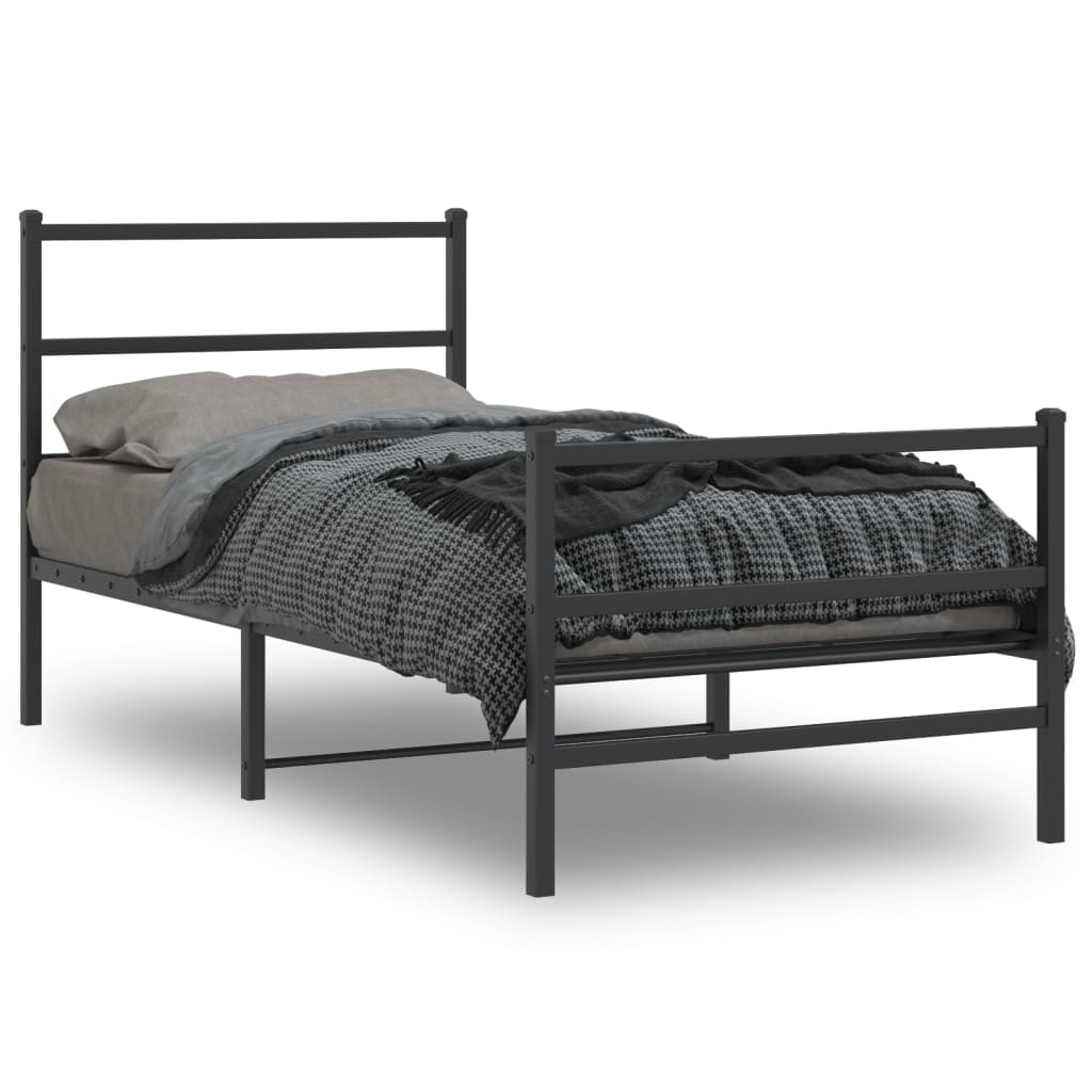 Cadre de lit métal sans matelas avec pied de lit noir 90x200 cm vidaXL ...