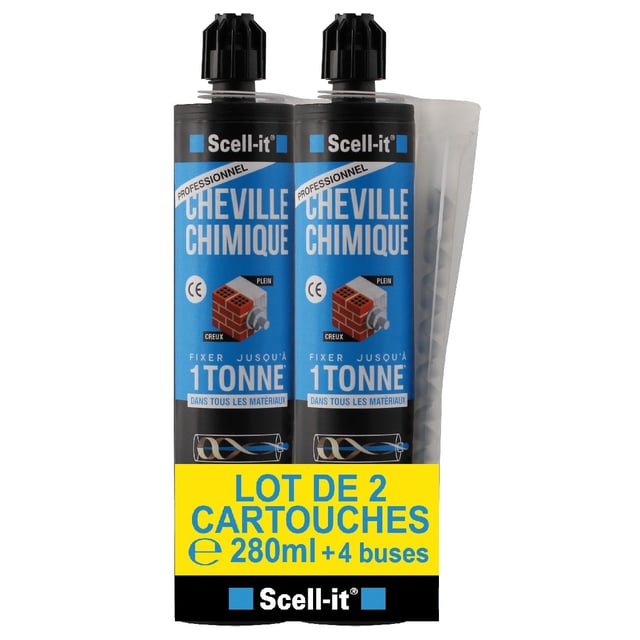 Set di 2 cartucce di sigillante chimico SCELL-IT da 280 ml Sistema PEEL PACK Poliestere + 4 ugelli inclusi.