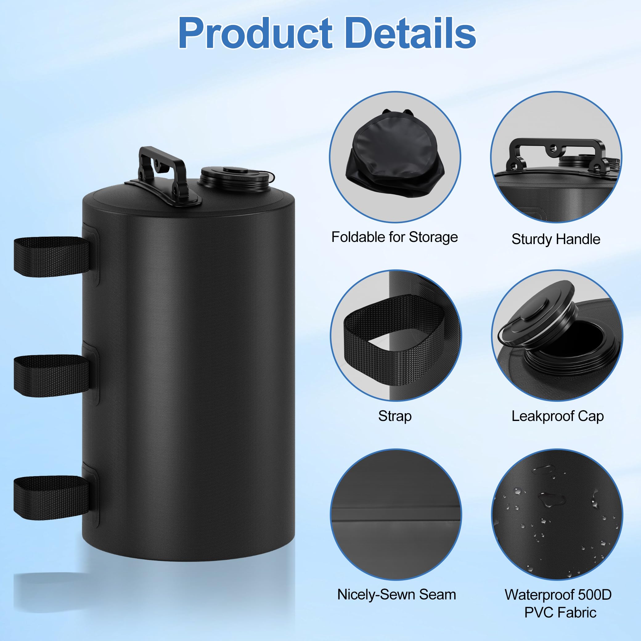 Set 4 Sacchi Di Sabbia Per Treppiedi Fotografici - Vuoti, Carico Massimo 9kg, Nero, Per Studio E Set - Foto 3