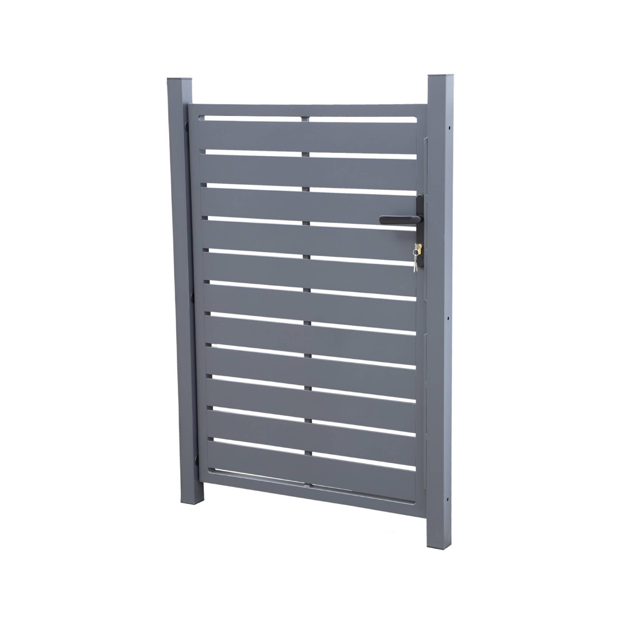 Portillon de jardin 100 x 146 cm en aluminium anthracite avec serrure et poignée. anthracite. traitement anti rouille. - 2