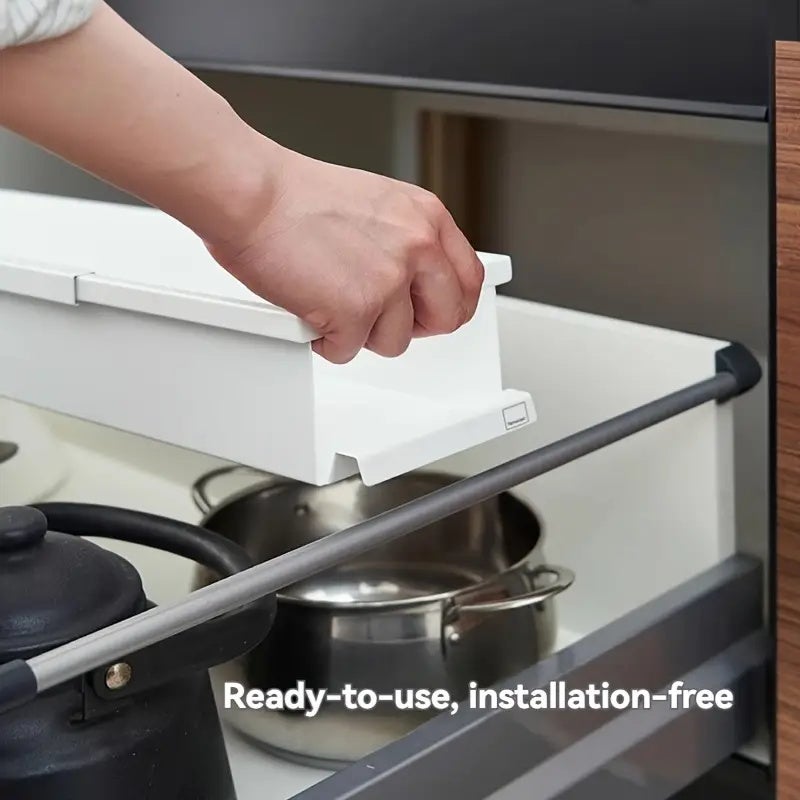 Étagère à épices réglable, séparateur extensible pour tiroir, organiseur monocouche pour rangement sous armoire et évier,essentiels de cuisine,Blanc - 4