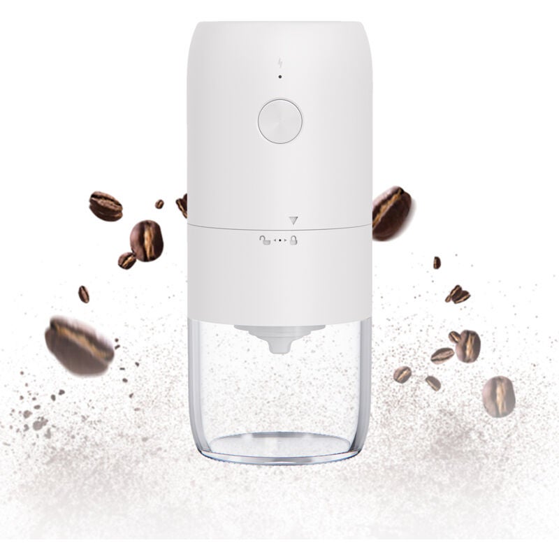 Accesorii pentru aparate de cafea, râșniță de cafea reîncărcabilă cu setări multiple de măcinare, râșniță conică pentru espresso, latte și moka (alb)