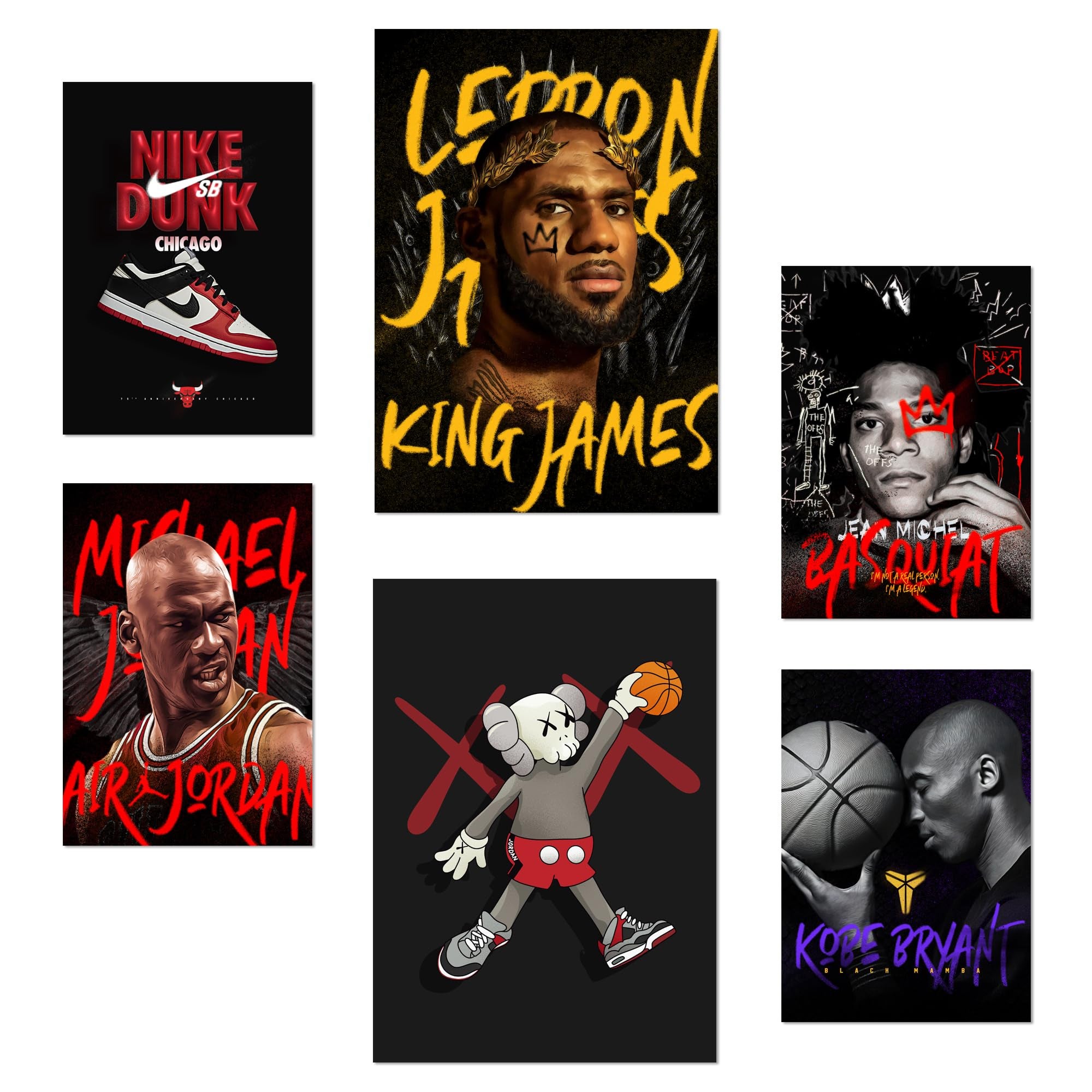 Set Da 6 L'iconico Re Del Basket James Jordan Nike Poster Con