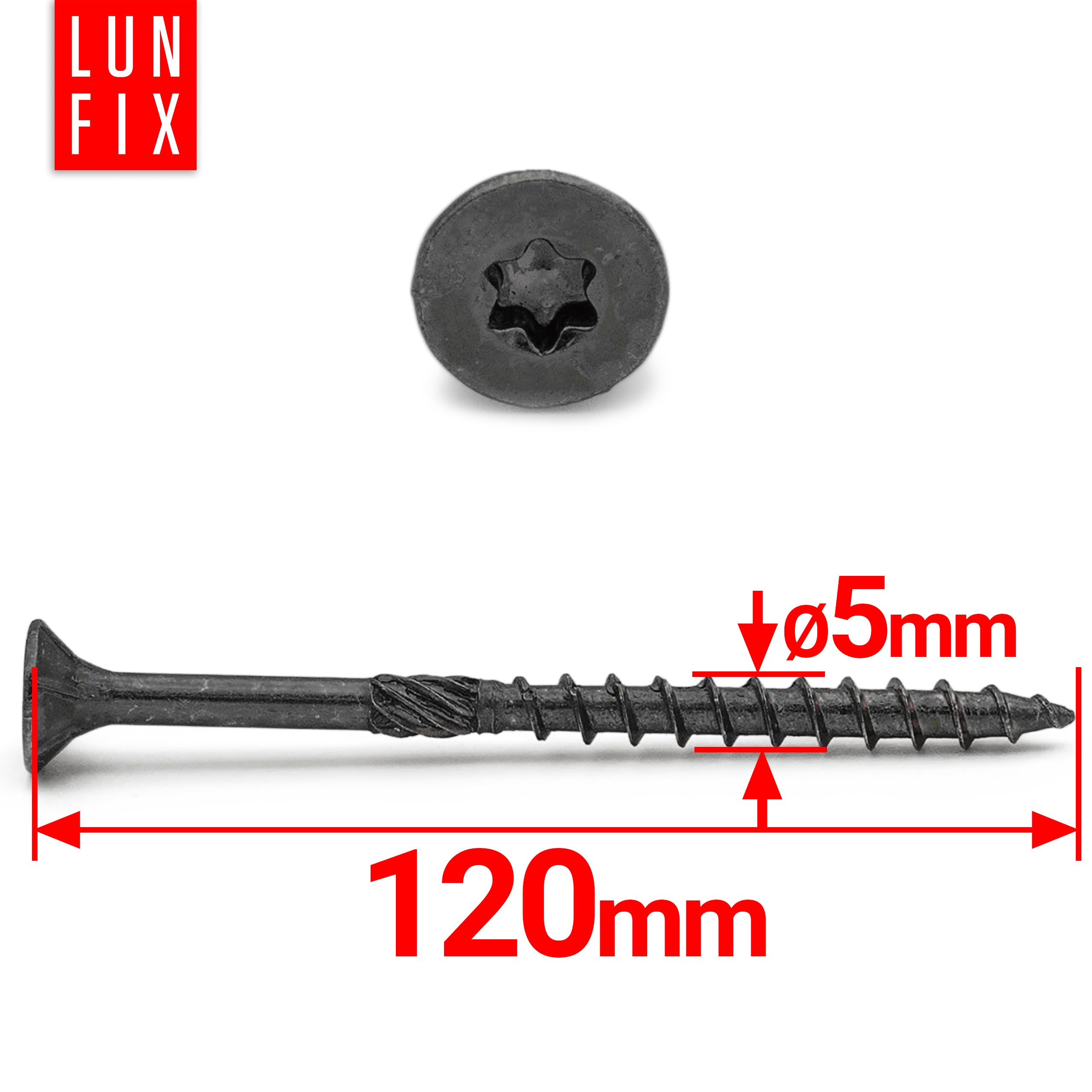 Wkręty ciesielskie czarne stożkowe 5x120mm 20szt. - 2