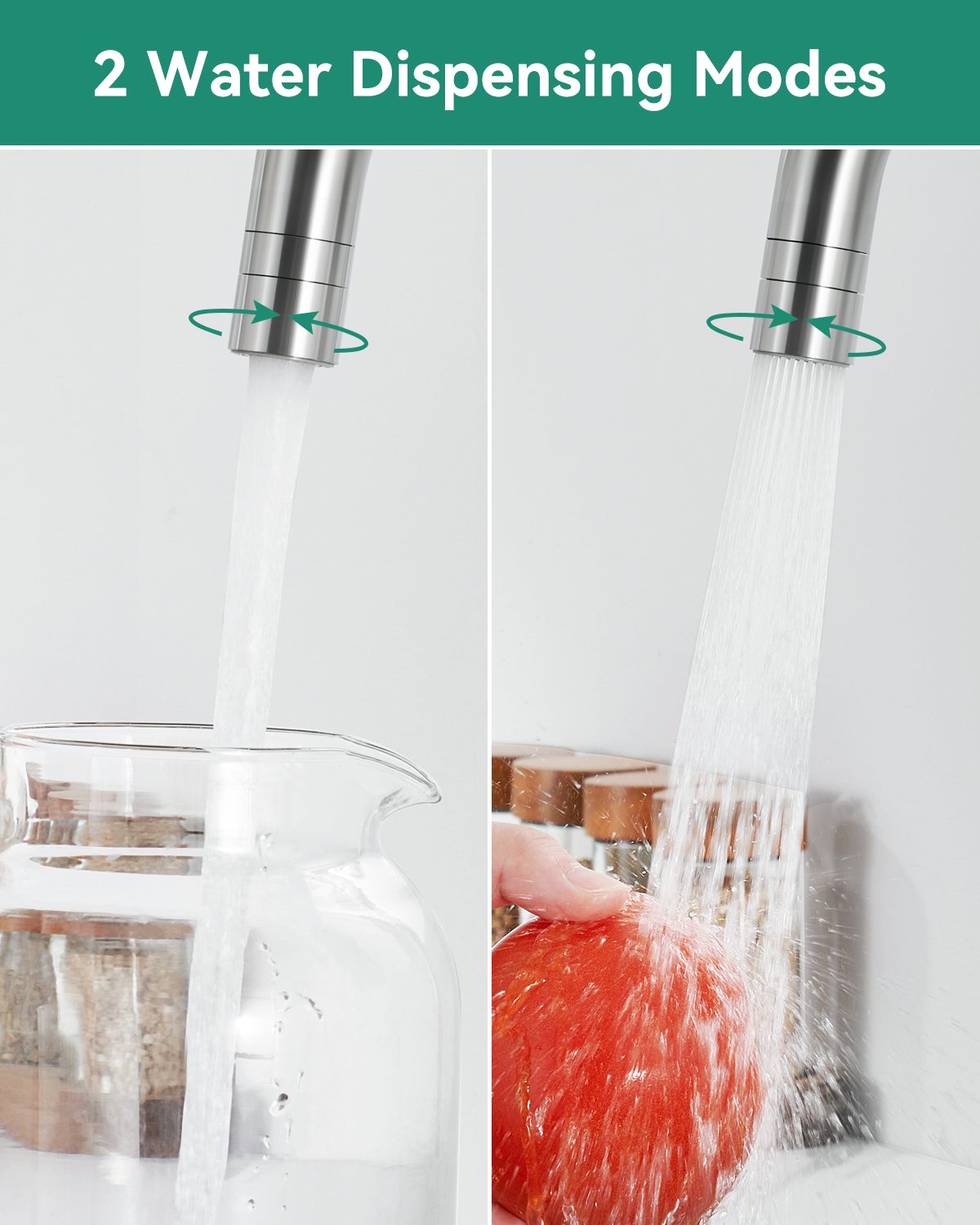 ANYCEE MAX Robinet Cuisine Rabattable avec 2 Jets, Mitigeur Evier Repliable sous Fenêtre Pivotant à 360, Robinetterie Pliable devant Fenêtre Brossé - 3