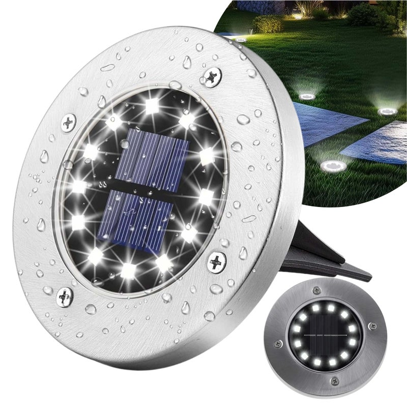 Lampka Solarna Ogrodowa Wbijana 12 LED, Gruntowa Lampa Najazdowa Wodoodporna