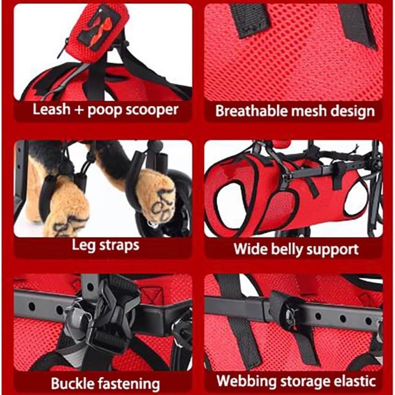Silla de ruedas personalizada para perros, ruedas con amortiguación, correas de seguridad (L) - 5