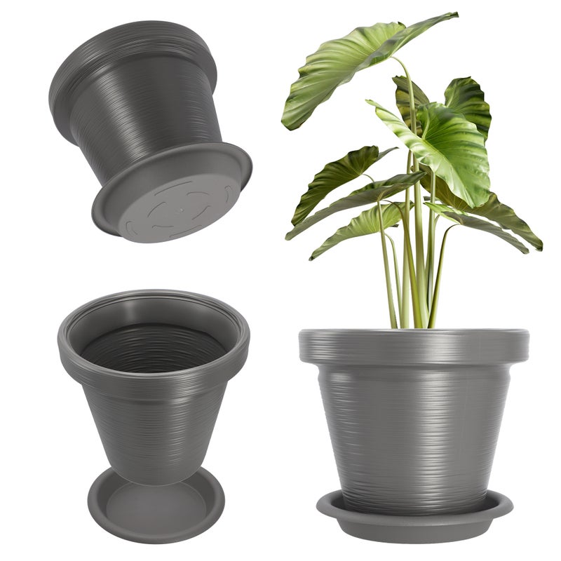 DONICZKA DONICA OGRODOWA NA KWIATY 55cm OSŁONKA Z PODSTAWKĄ DUŻA SZARA