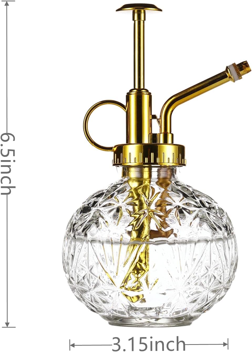 Bouteille de pulvérisation en verre transparent pour plantes, petit arrosoir avec pompe supérieure dorée, adaptée à l'intérieur et à l'extérieur - 2