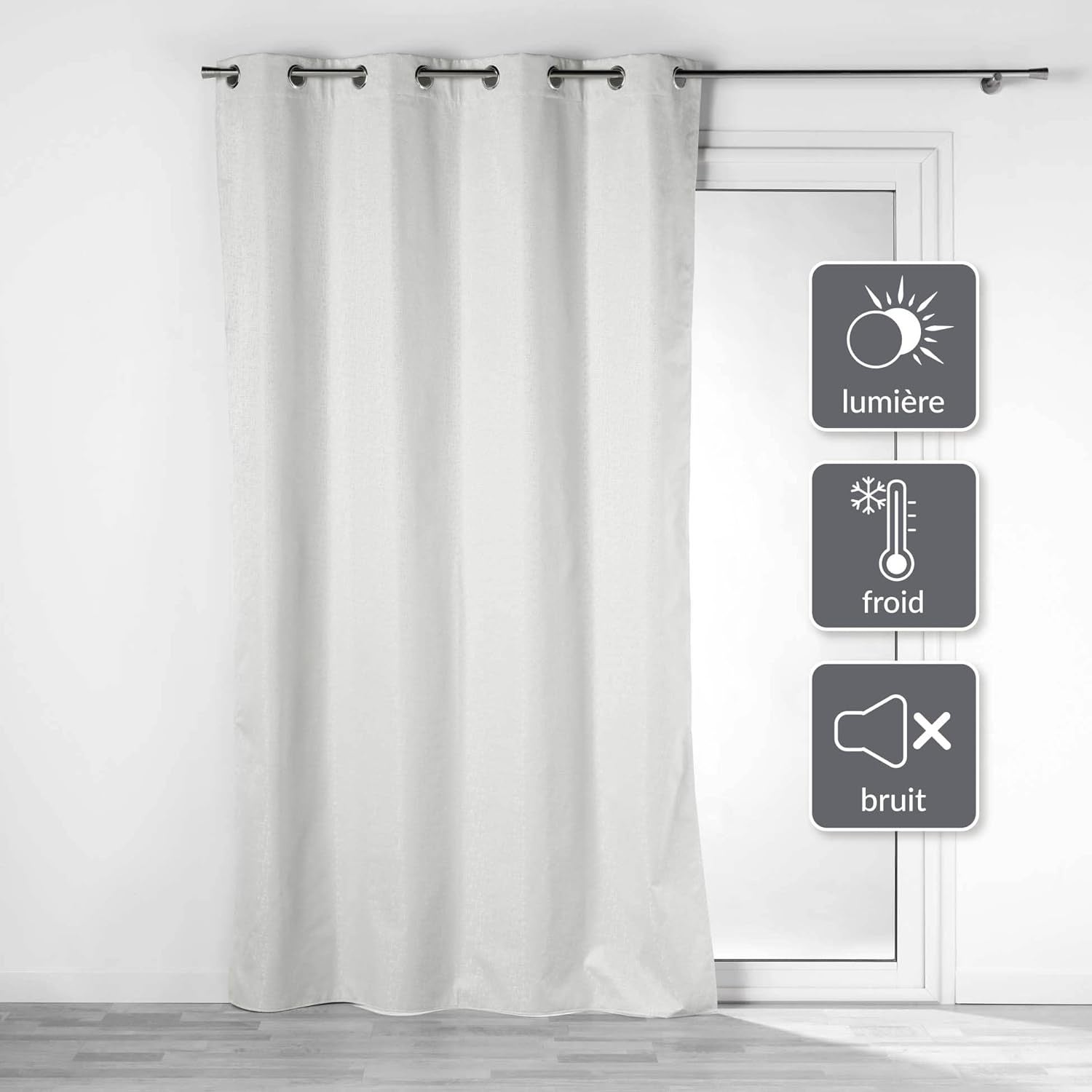Rideaux Occultants Velours Lot De 2 - 140x175 Cm, Isolation Thermique Et Phonique, Gris Vert, Oeillets