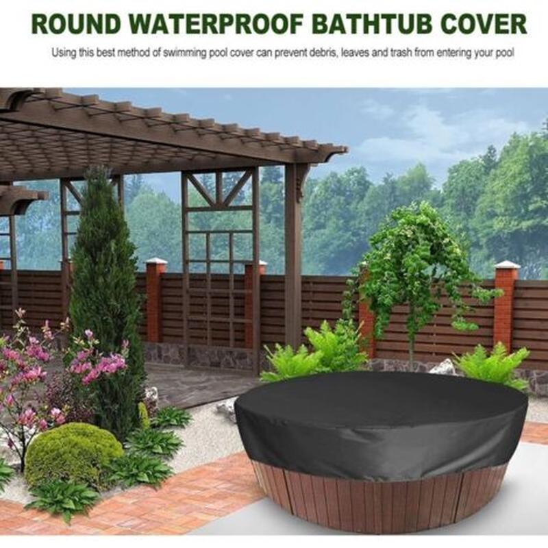 Bâches et accessoires Couvercle du Spa Piscine Ronde Housse de Protection en Plein Air Spa Couvre Gonflable Piscine (190*90cm,noir) - 2