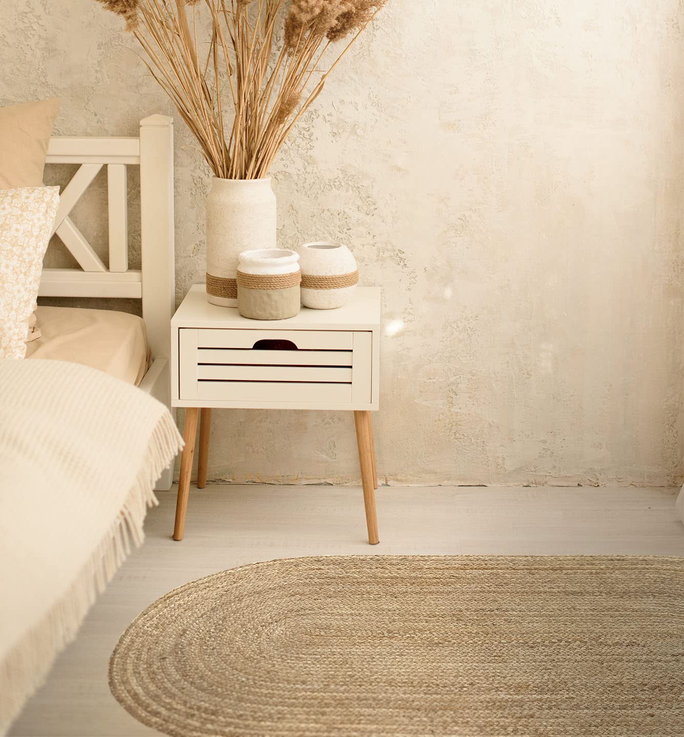 Hamid - Tapis ovale en jute naturel ALHAMBRA 140x70cm - Tapis pour salon, chambre, salle familiale - 4