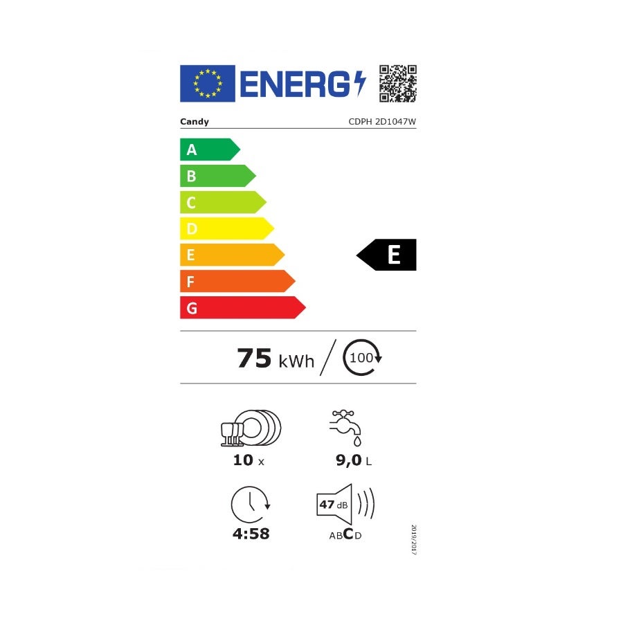 Lave-vaisselle 45cm 10 couverts 47db - Candy CDPH2D1047W - 2