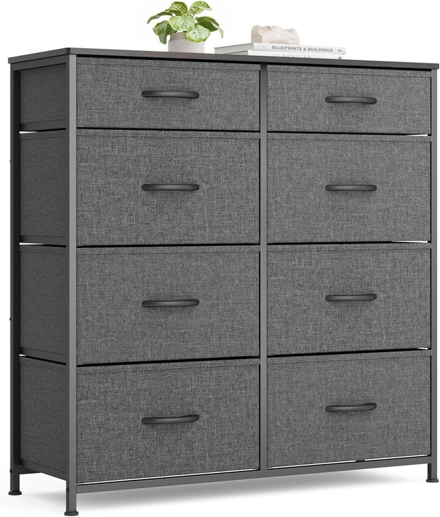 HOMCOM Cassettiera 4 Cassetti In Tessuto Grigio Con Struttura In Acciaio – Stile Rustico Marrone, Per Camera E Soggiorno - 4