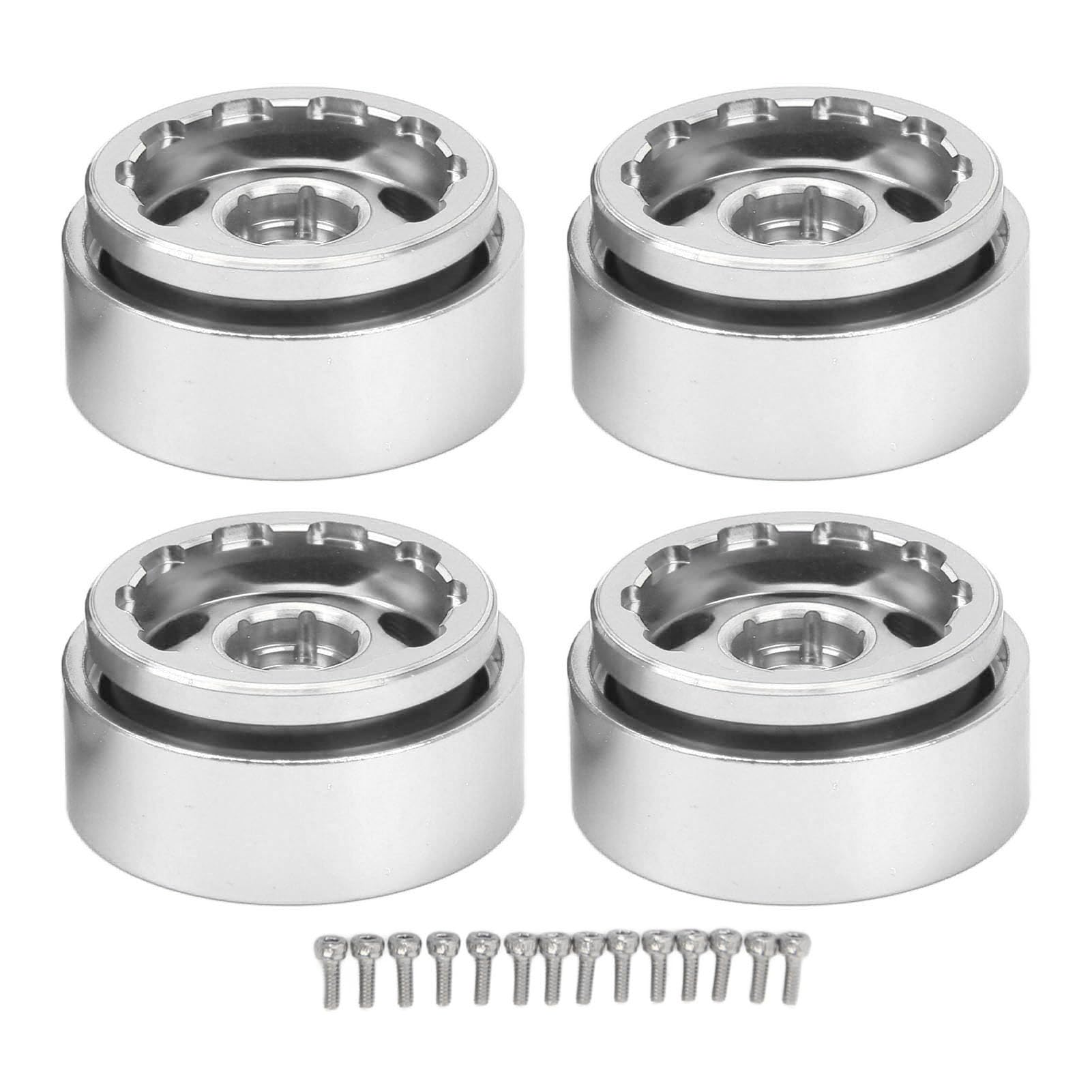Keenso Lot De 4 Pneus Roue RC Alliage Aluminium Caoutchouc - Roues Décalées Négatives Crawler 1/18 1/24 Rouge