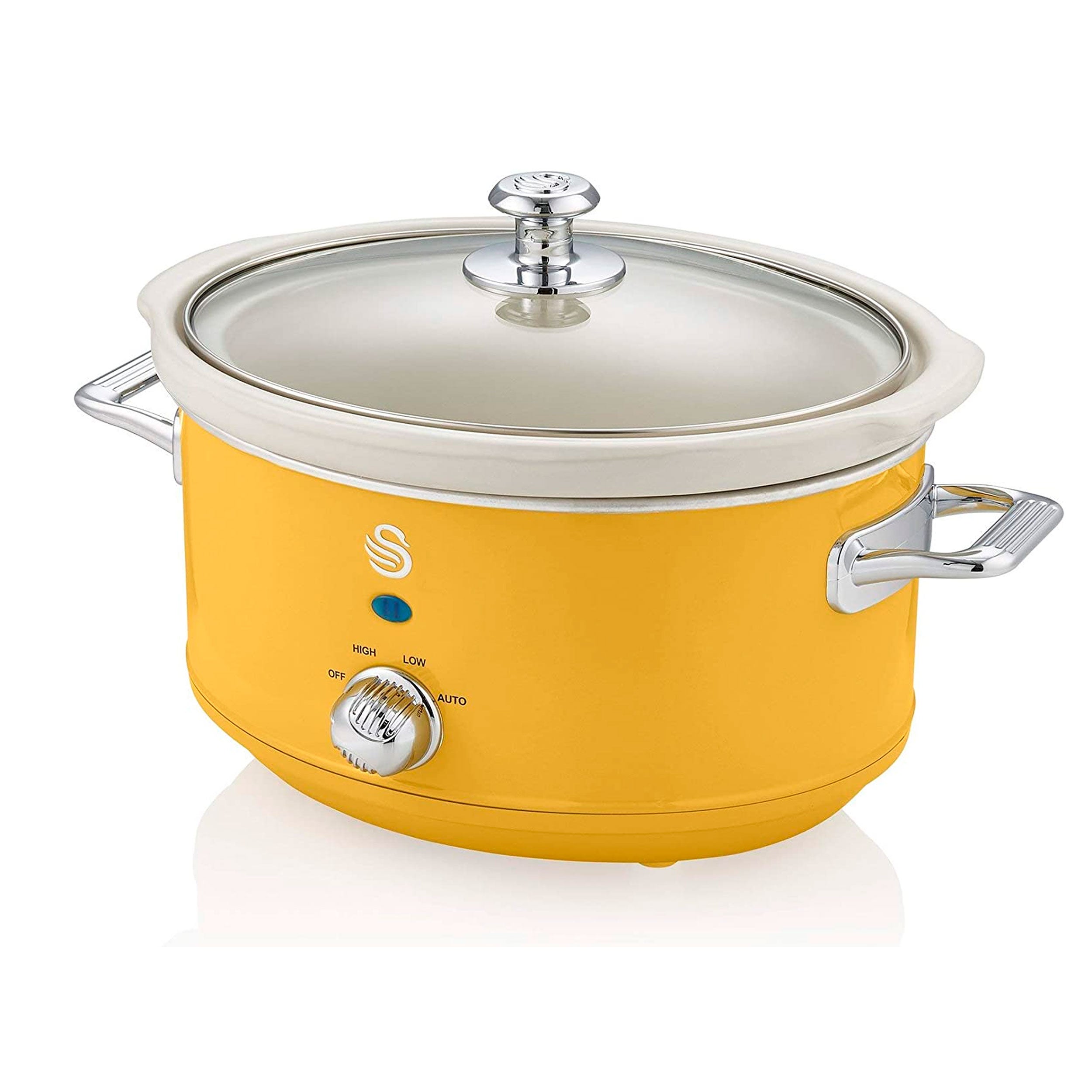 Swan Retro Olla Cocción Lenta, 3,5L, Recipiente Extraíble Antiadherente Cerámica Libre Pfoa, Vintage, Sf17021yeln 200 Amarillo , Leroy Merlin