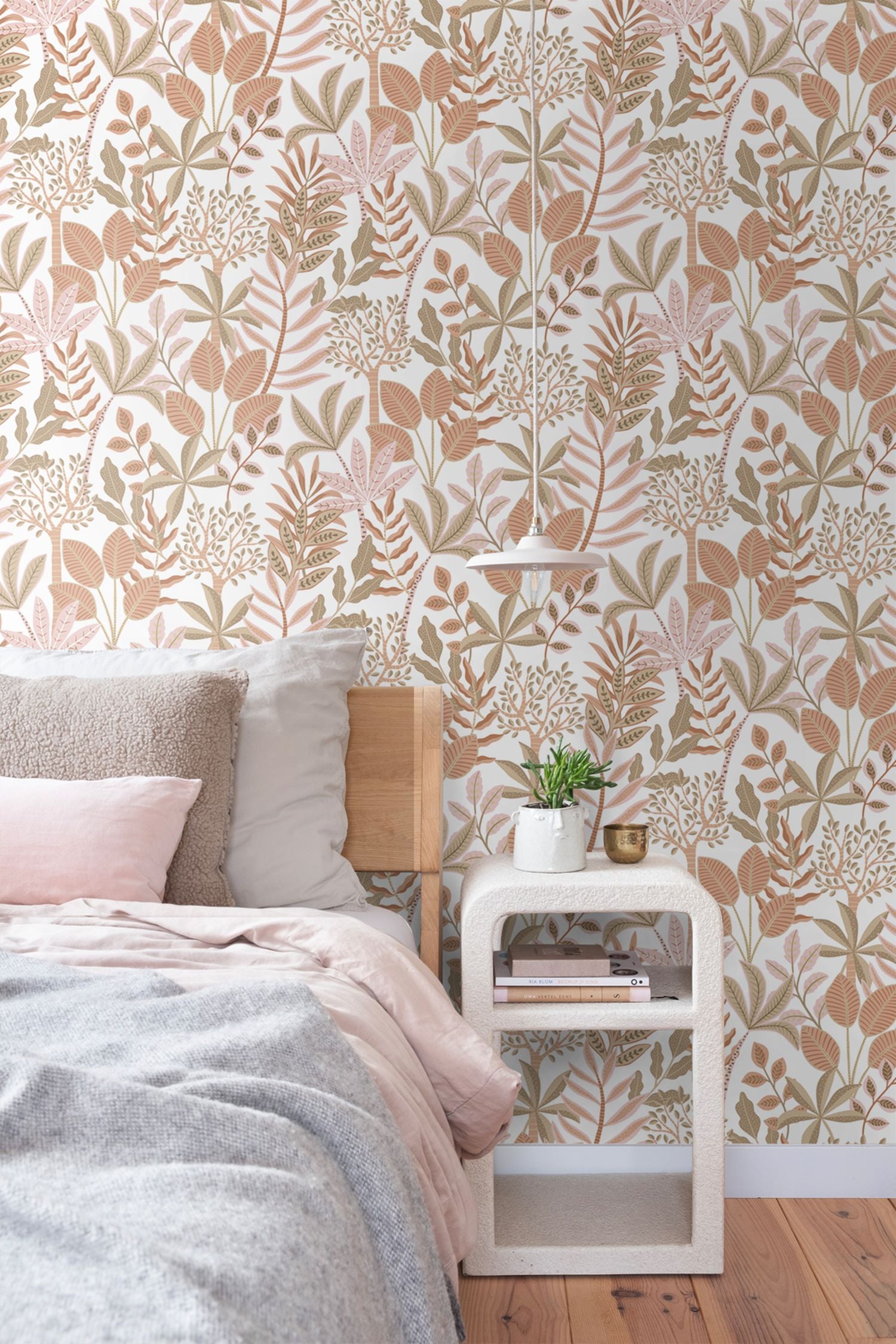 Papier peint feuilles terracotta, marron et rose - 50 x 900 cm - ESTAhome - 3