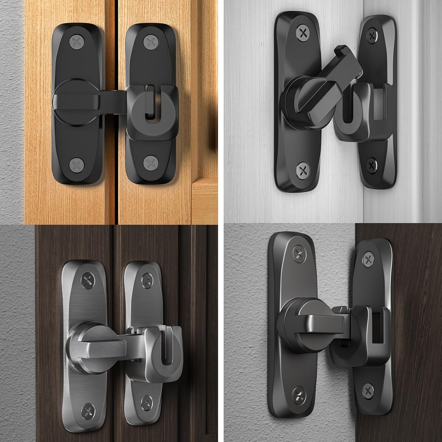 Chiusura a scatto - Serratura di sicurezza - Serratura a scatto con foro per lucchetto - (grigio) - 3