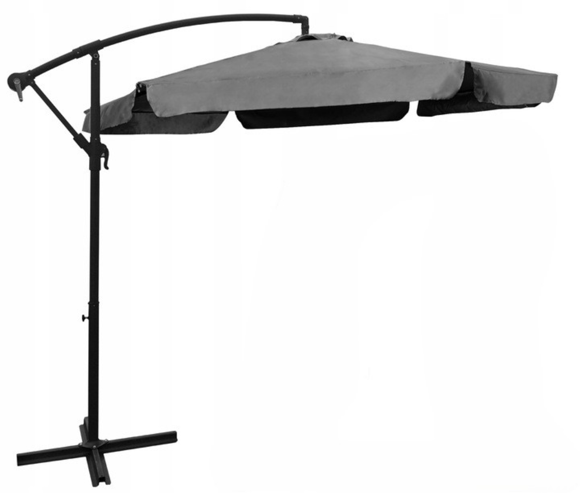 Duży solidny rozkładany regulowany parasol ogrodowy 350cm Dallas c. szary
