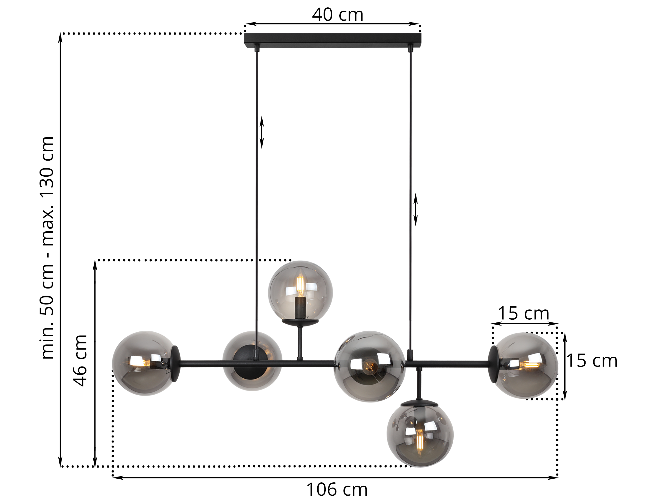 Lampa sufitowa wisząca Siena czarna glamour 6xE14 klosz kula grafit Light Home LH - 5