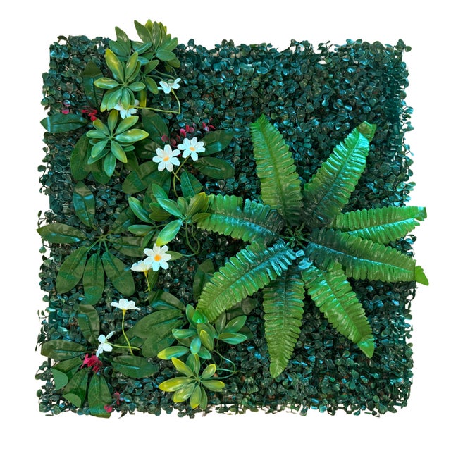Painéis verdes verticais ultra-realistas e densos de 50x50 cm para uso interno/externo TROPICAL WHITE - Eternal Parquet