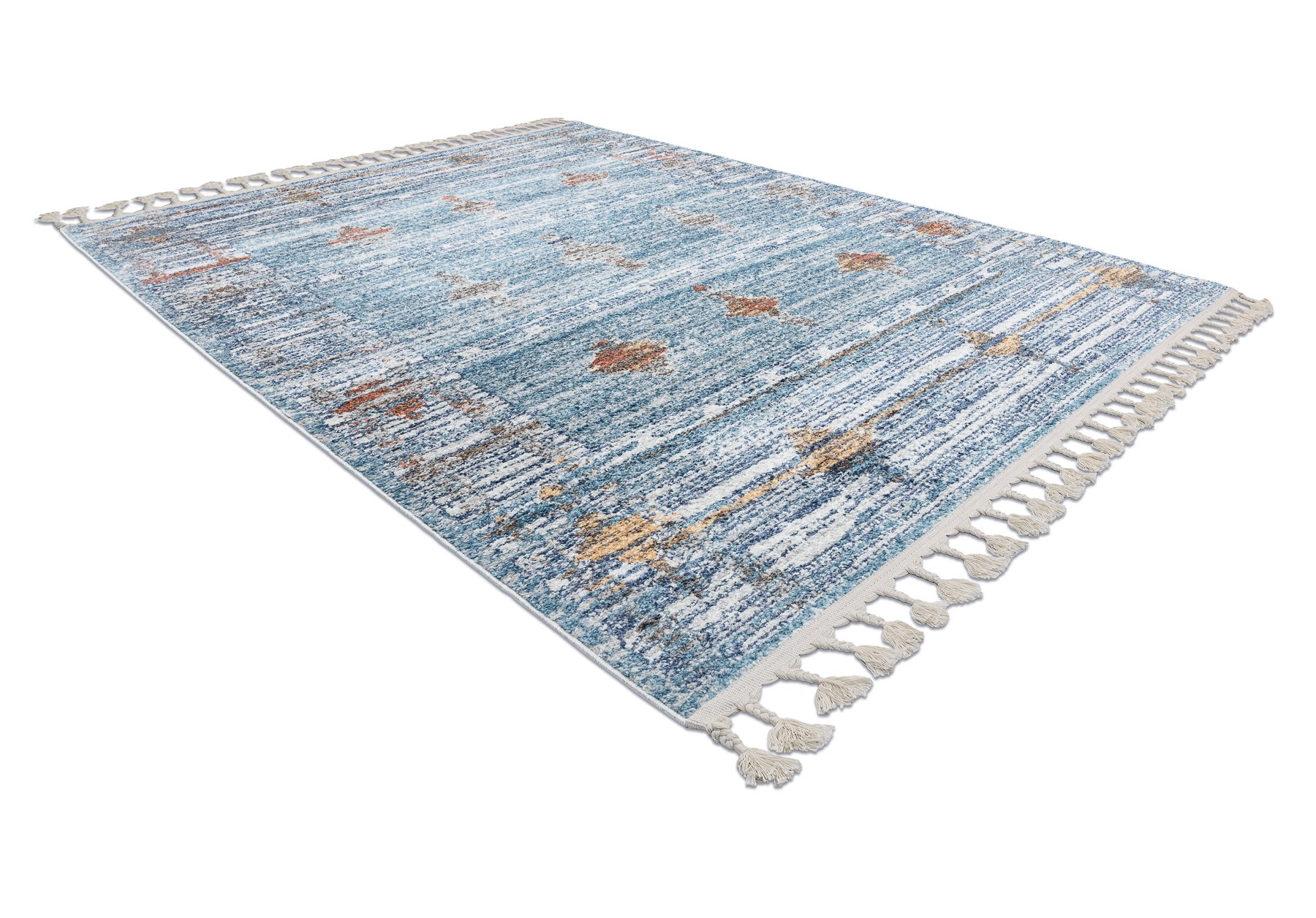 Dywan nowoczesny BELLE BF13C niebieski / beż Frędzle 120x170 cm - 4