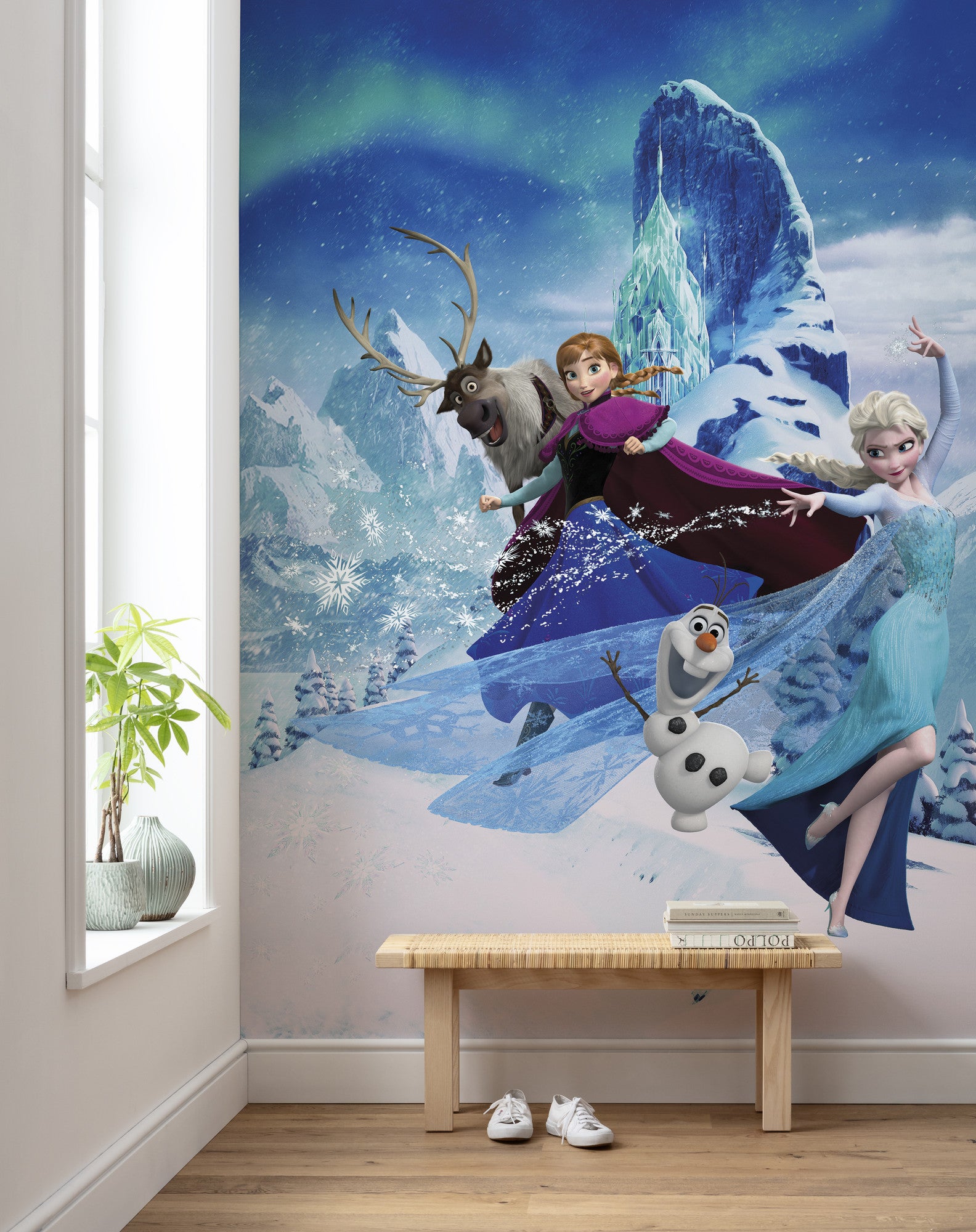 Papel pintado no tejido panorámico de komar - disney frozen elsas magic - talla: 200 x 280 cm