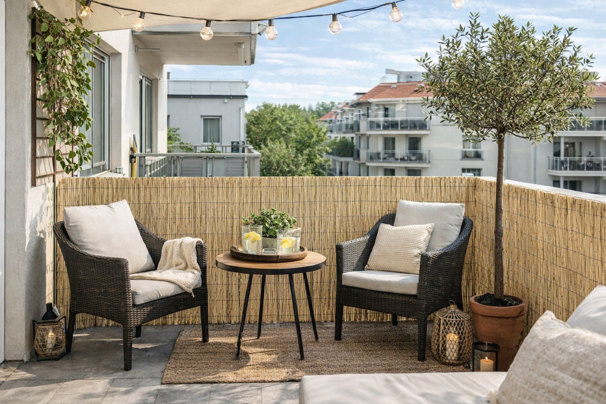 Mata Z Prasowanego Tataraku Trzcinowa Na Balkon Ogrodzenie 1x3m