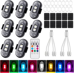 Lot De 4 Lumières Stroboscopiques LED Pour Drone – 8 Couleurs, Télécommande, IP65, Recharge USB – Pour Voitures RC, Motos, Vélos