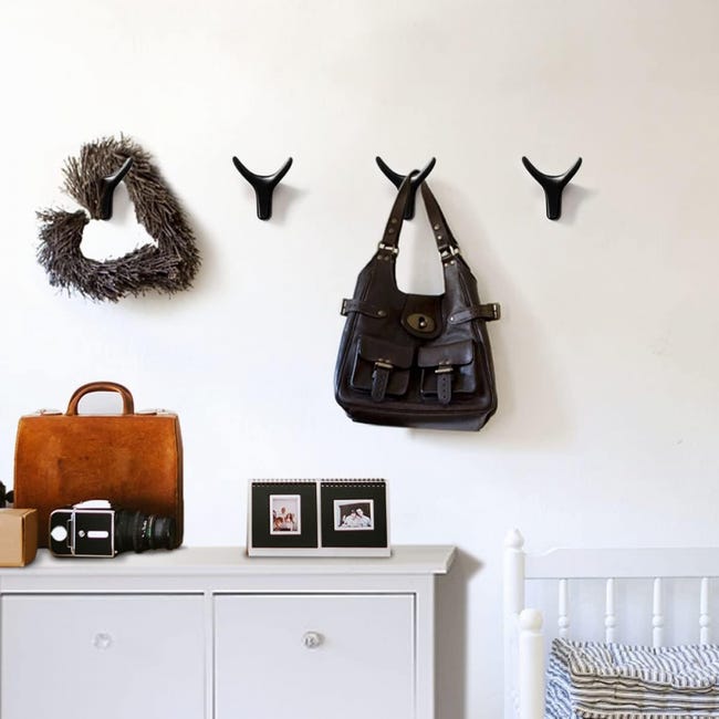 Doppio gancio da parete nero con ottone I Decorazione moderna per Doppio gancio da parete nero con ottone I Decorazione moderna per