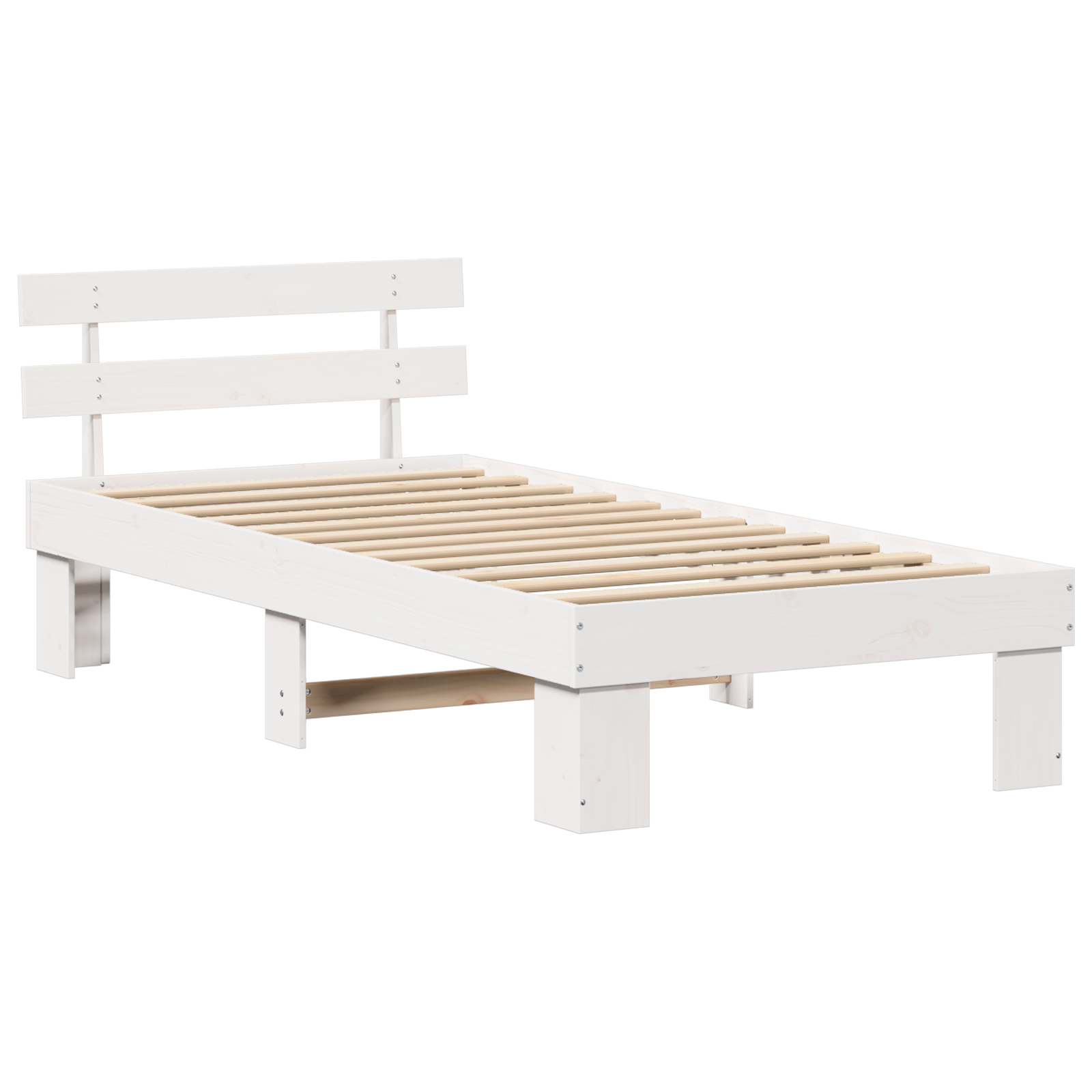Ramka łóżka Z zagłówkiem Biały 90 x 190 cm Lite drewno sosnowe vidaXL
