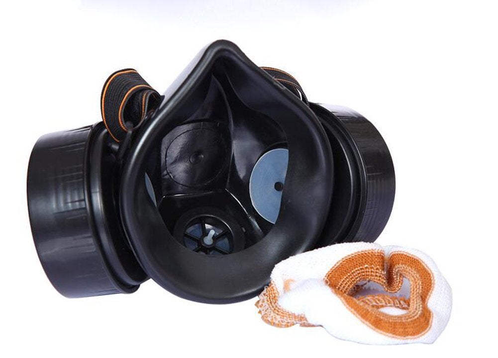Masque Respiratoire Intégral de Sécurité,avec Lunettes de Protection et Double Cartouche Anti-Poussières et Gaz-Idéal pour Peinture,Poussières (Noir) - 5